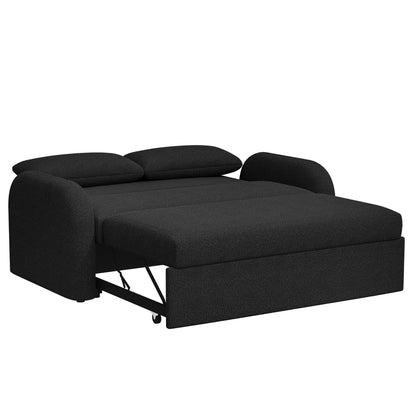 NOMA 2-Seater Boucle Pull Out Sofa Bed with Matching Cushions - Black