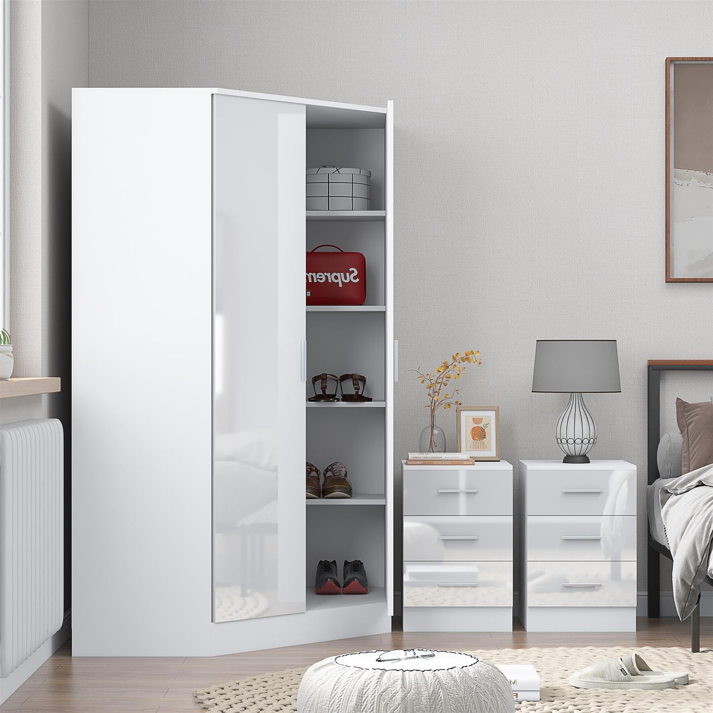REFLECT 3pc Bedroom Set - 2 Door Corner + 2x Bedsides - 4 Colour Options