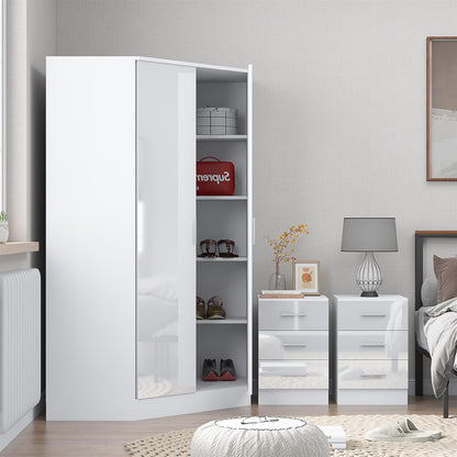 REFLECT 3pc Bedroom Set - 2 Door Corner + 2x Bedsides - 4 Colour Options