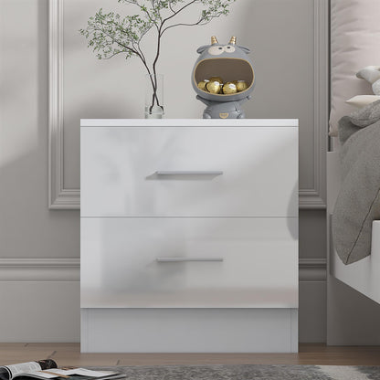 REFLECT Gloss Bedroom Furniture 2 Drawer Bedside - 4 Colour Options