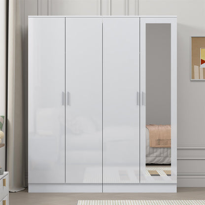 Reflect 2pc Wardrobe Bundle - 2 Door Mirror + 2 Door Plain - White Gloss & Matt White