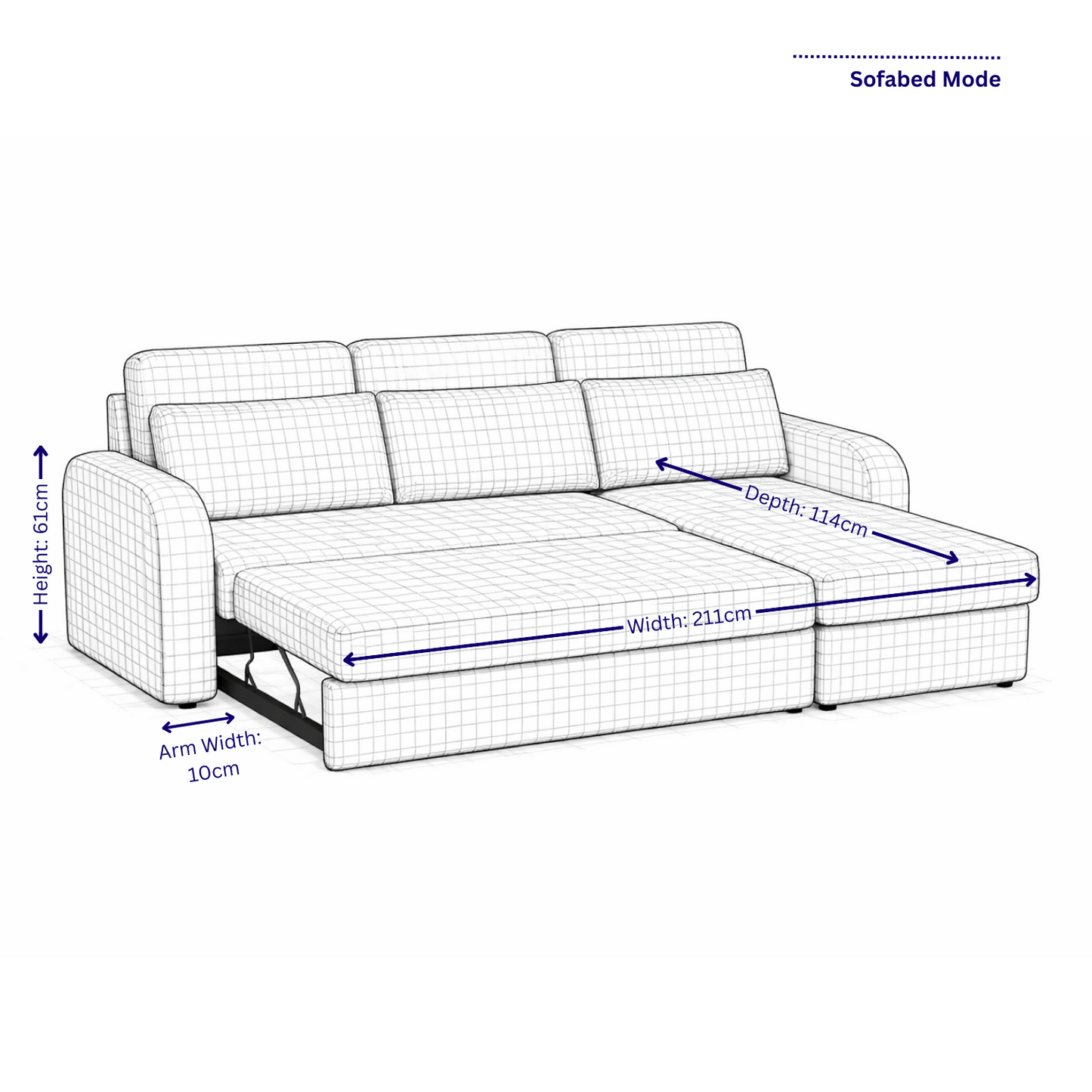 FLYN 3 Seater L Shape Boucle Pull Out Sofabed - 3 Colour Options