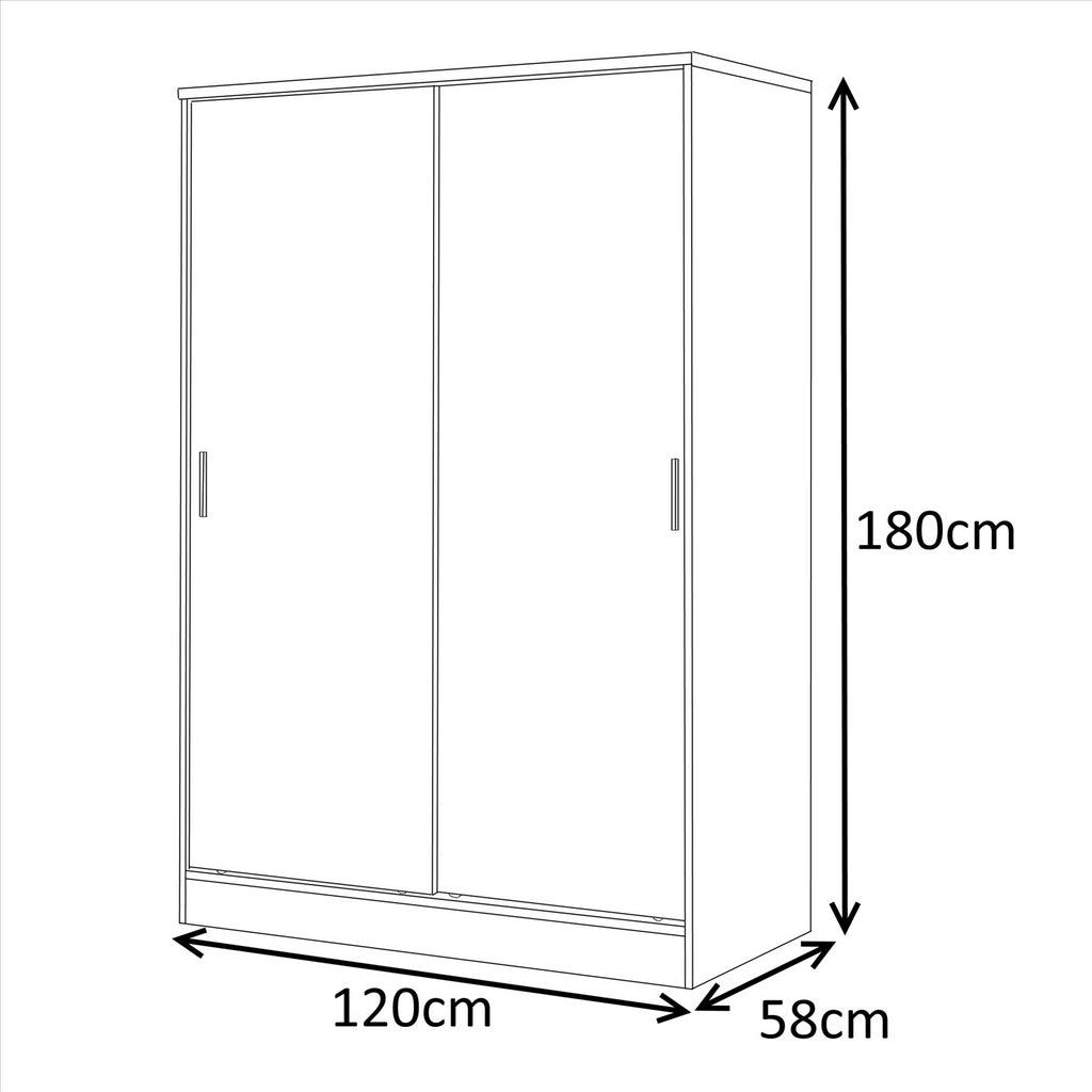 Reflect 2 Door Sliding Wardrobe - White Gloss & Matt White - Hanging Rails & Shelves - Modern Design