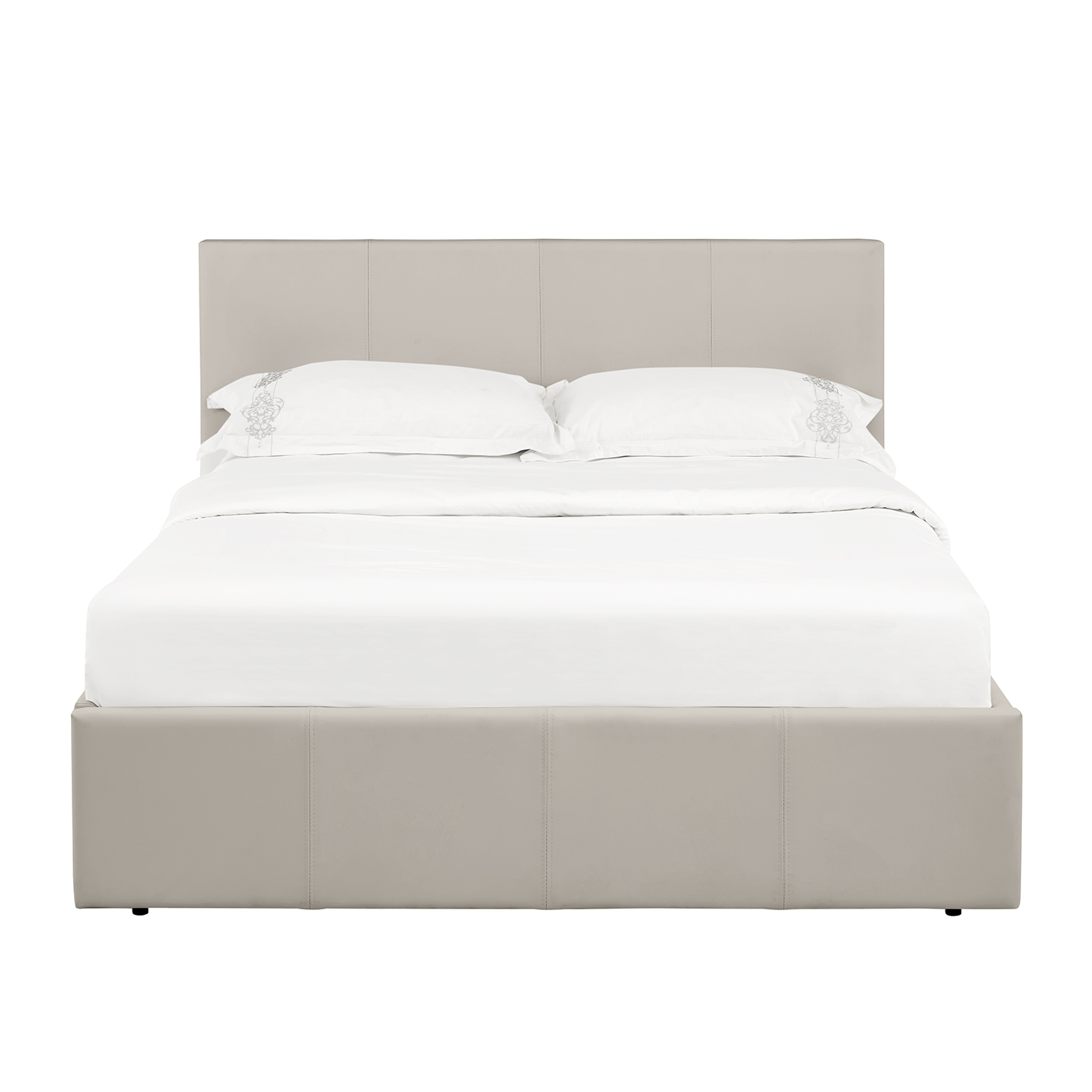 LUNA Faux Leather Ottoman Storage Bedframe in Beige 4 Size + Mattress Options