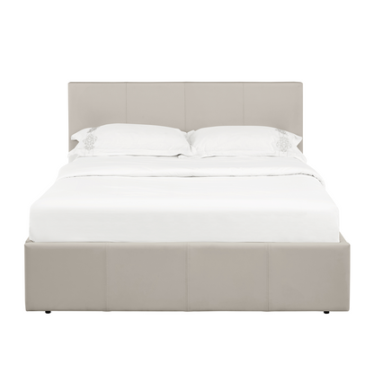 LUNA Faux Leather Ottoman Storage Bedframe in Beige 4 Size + Mattress Options