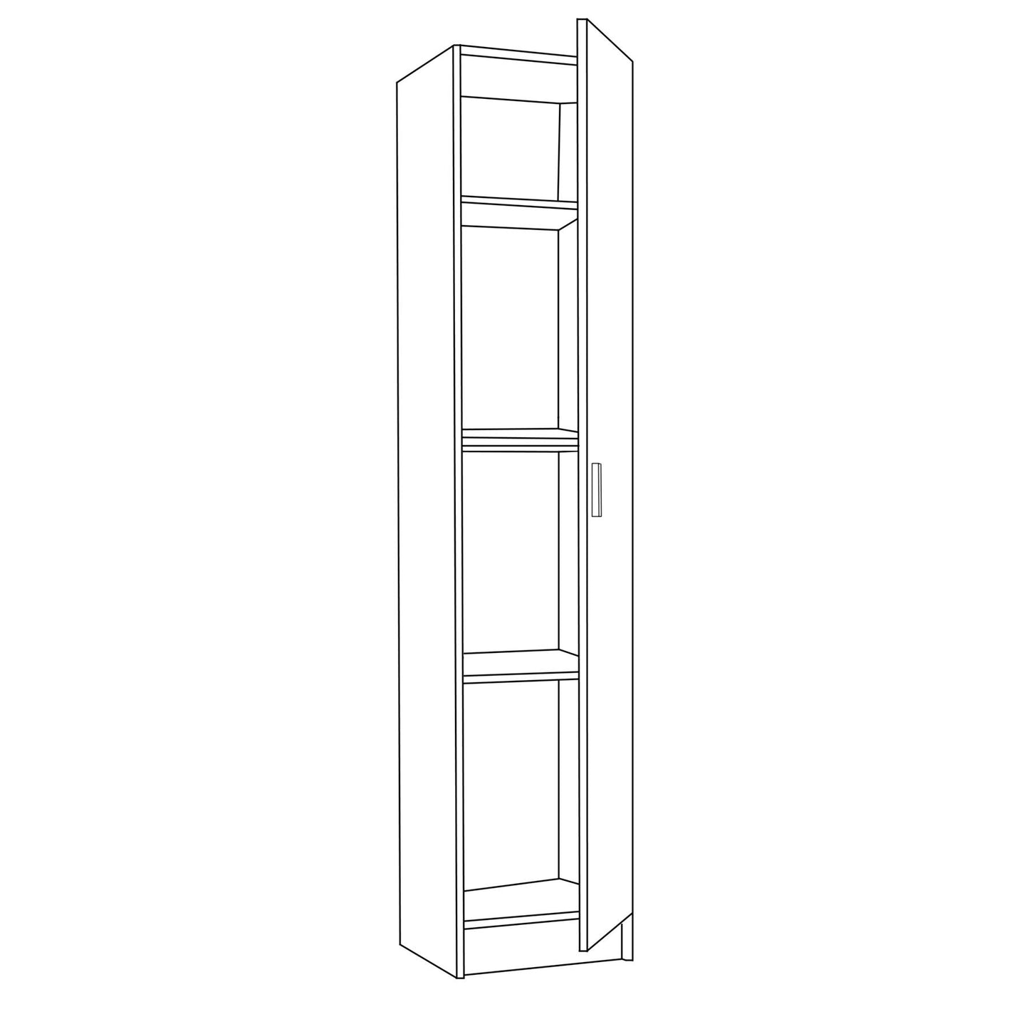 VITA Oak Utility Storage Cupboard - 1 Door Cabinet with 3 Shelves - Modular Storage for Kitchen or Utility Room
