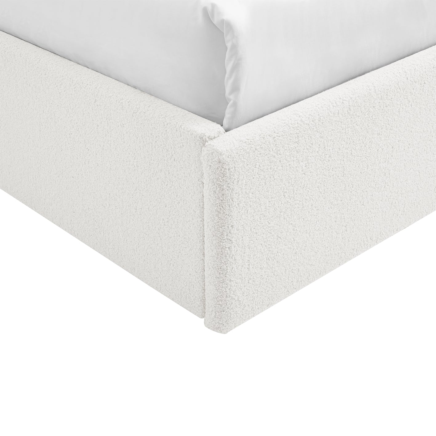 TEDDY BOUCLE 4FT Small Double Gas Lift Up Ottoman Storage Bedframe (White)