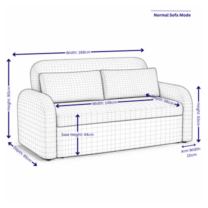 NOMA 2-Seater Boucle Pull Out Sofa Bed with Matching Cushions - Beige