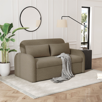 NOMA 2-Seater Boucle Pull Out Sofa Bed with Matching Cushions - Taupe