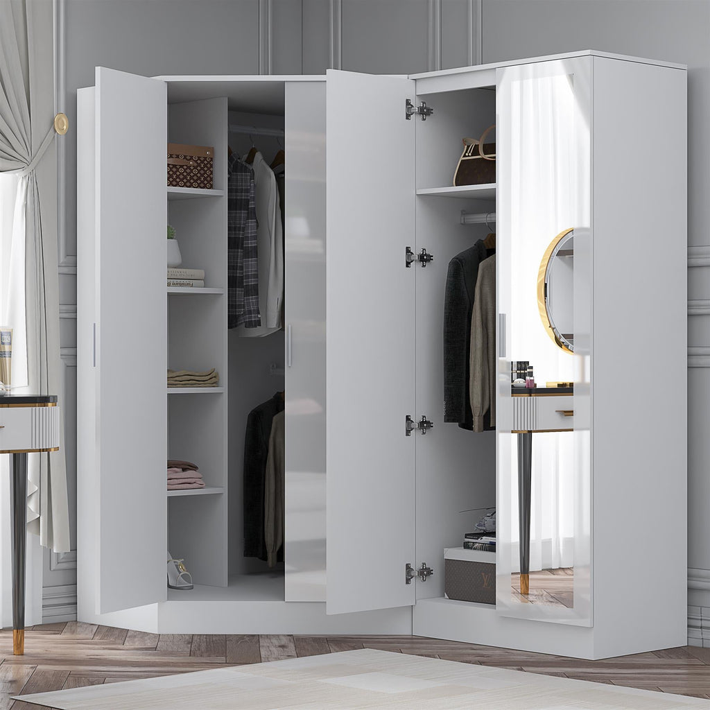 REFLECT Gloss 4 Door Wardrobe Bundle Inc 2 Door Corner + 2 Door Mirror Wardrobes
