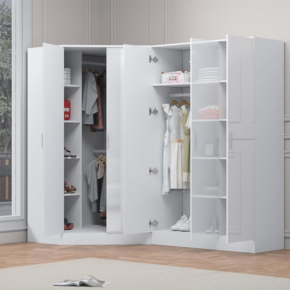 REFLECT Gloss 5 Door Corner Wardrobe Bundle Inc Corner + 3 Door Wardrobe Set