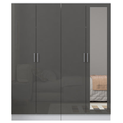 Reflect 2pc Wardrobe Bundle - 2 Door Mirror + 2 Door Plain - Grey Gloss & Matt White