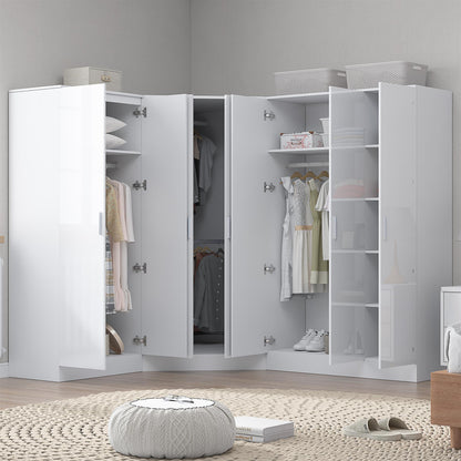 REFLECT Gloss 7 Door Wardrobe Bundle - Corner + 3dr Plain + Double Wardrobe
