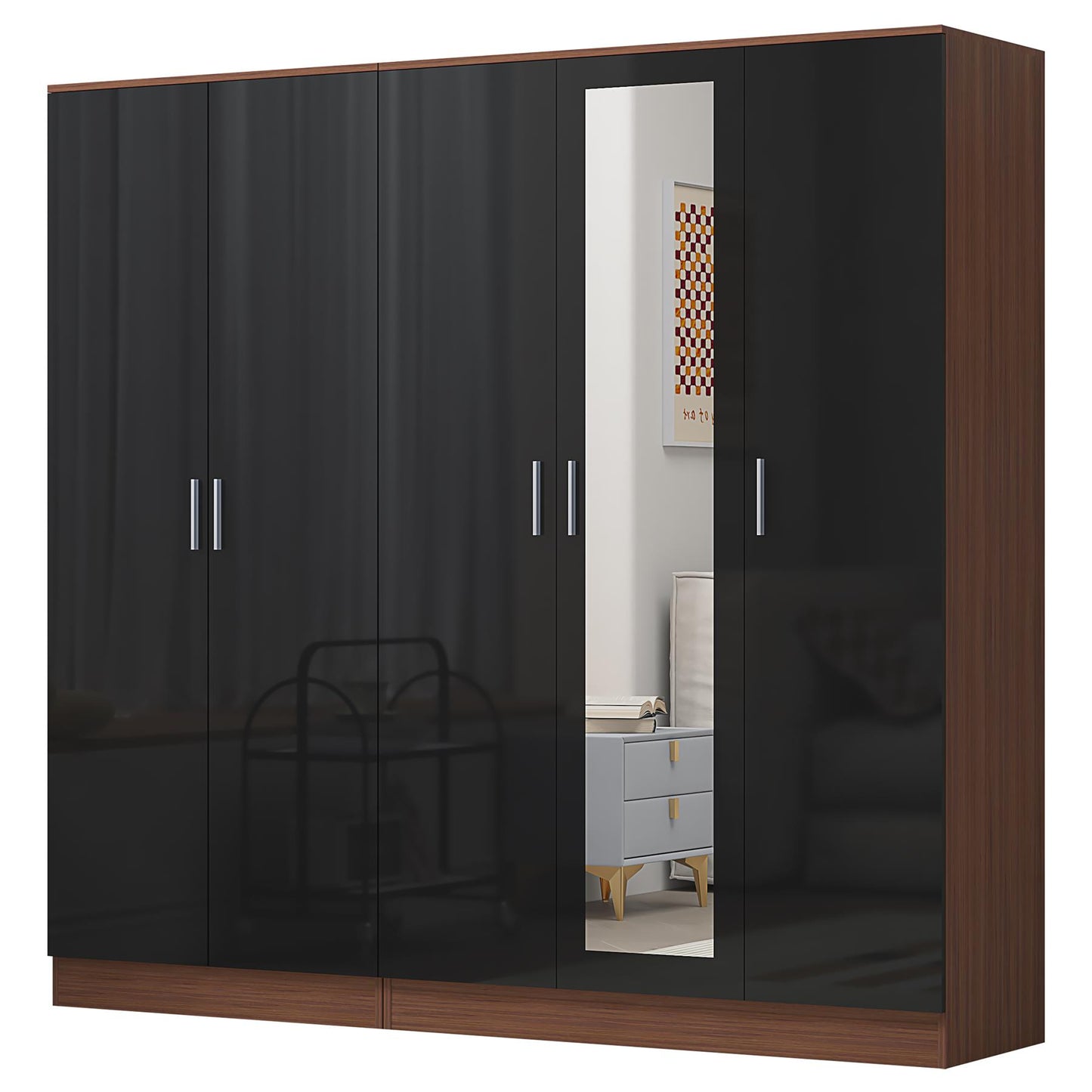 REFLECT 2pc Wardrobe Bundle - 3 Door Mirror + 2 Door Plain - 4 Colour Options