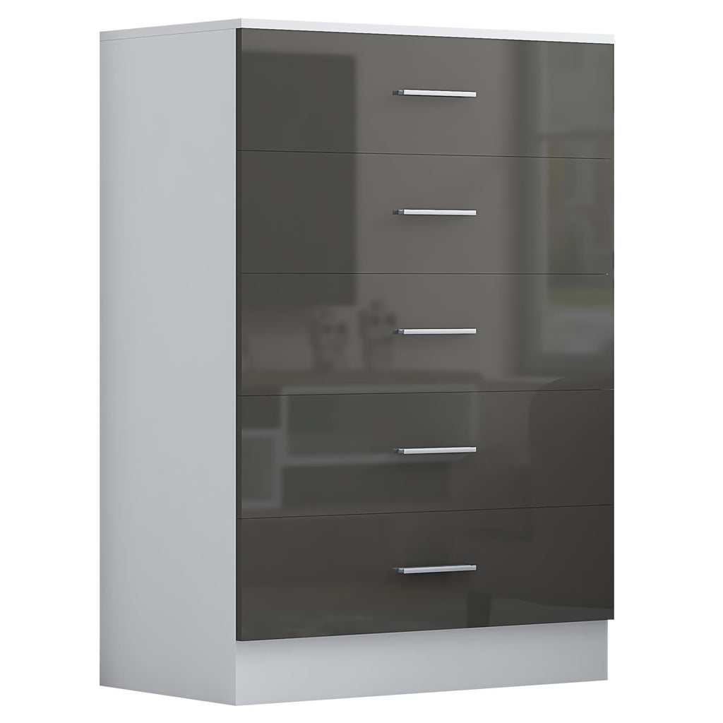 REFLECT High Gloss Bedroom Furniture Wardrobe Chest Bedside Desk in Grey/White