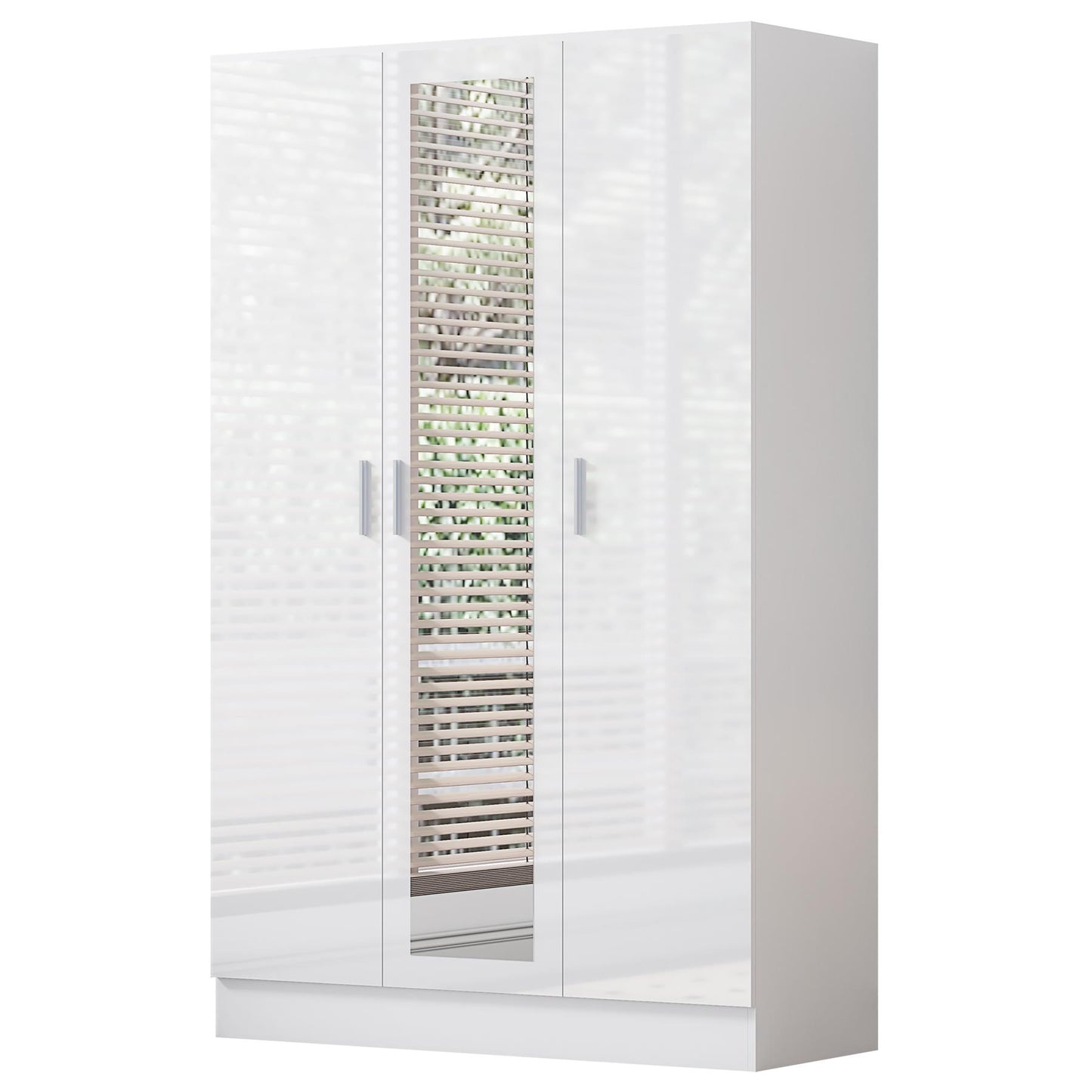 Reflect 3pc Wardrobe Bundle - 2 Door Corner + 3 Door Mirror + 2 Door Plain - White Gloss & Matt White