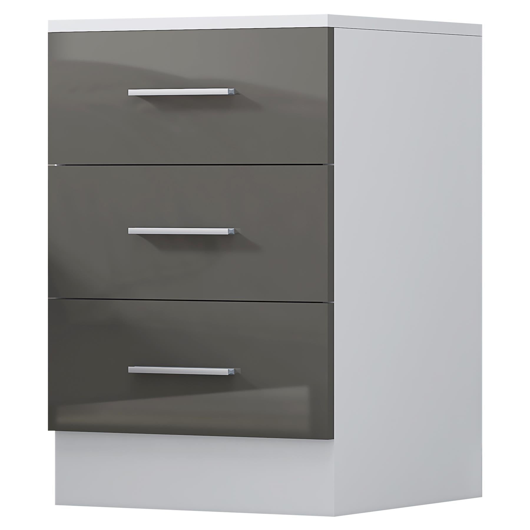 REFLECT High Gloss Bedroom Furniture Wardrobe Chest Bedside Desk in Grey/White
