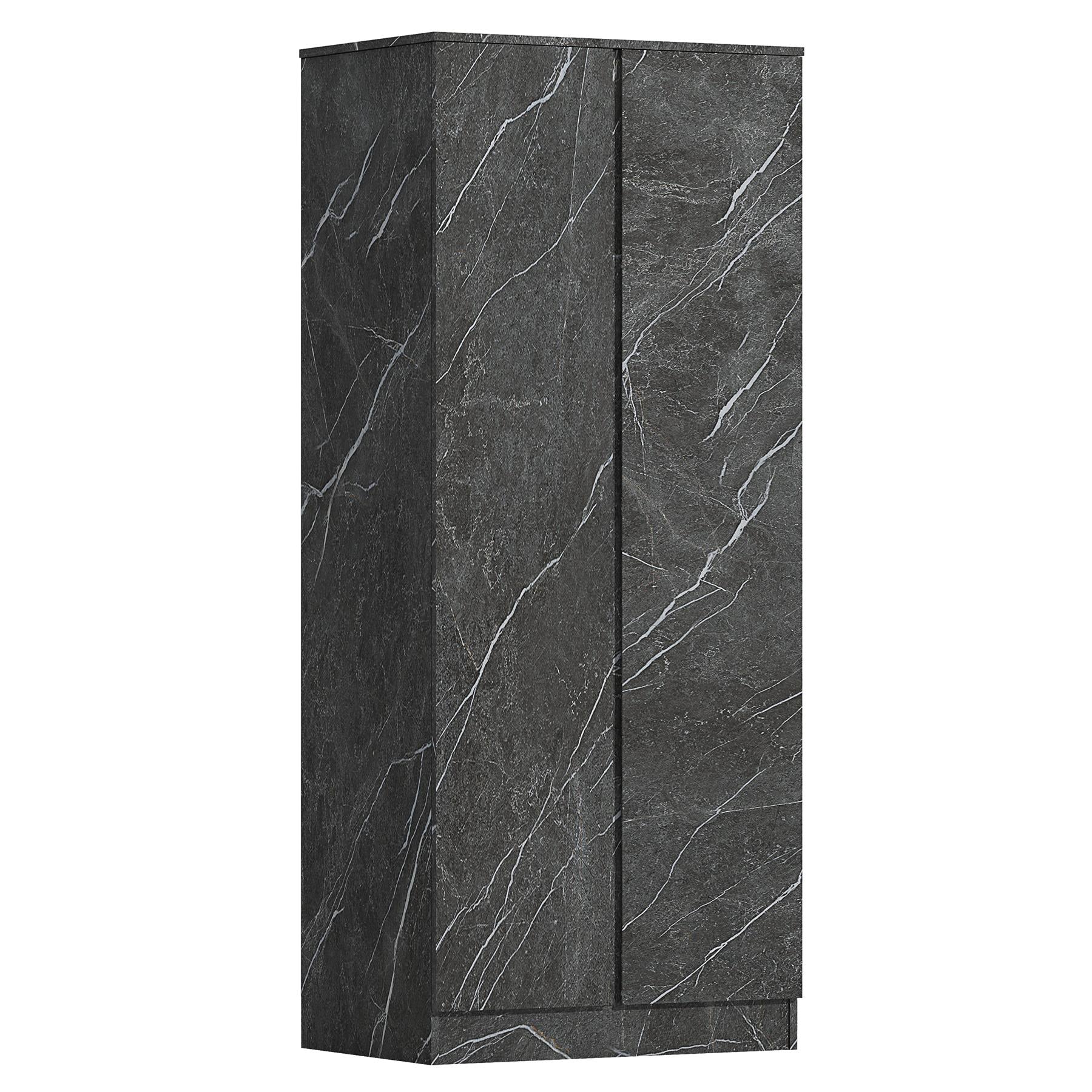 ZITA Grey Marble Effect 2 Piece Wardrobe Set - 2 Door and 1 Door, Spacious Bedroom Storage Solutions