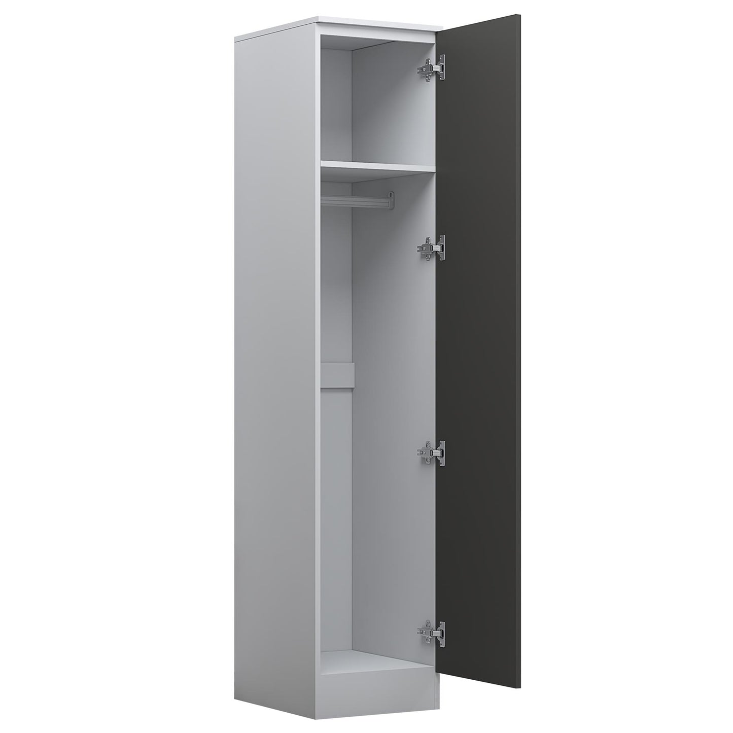 Reflect 1 Door High Gloss Wardrobe - Grey & White, Durable Melamine Finish - Modern Bedroom Storage - Single Door Wardrobe
