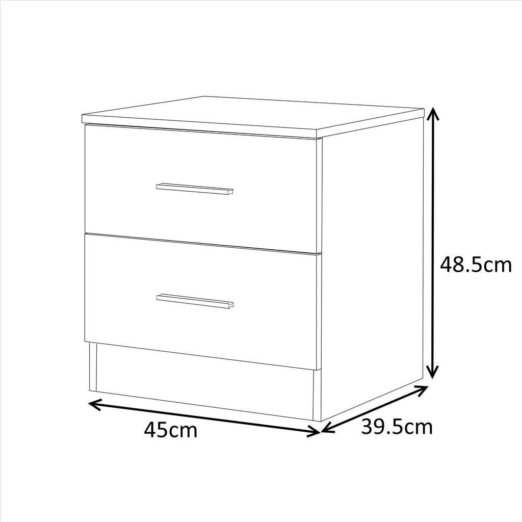 REFLECT High Gloss Bedroom Furniture Wardrobe Chest Bedside Desk - Black/Walnut