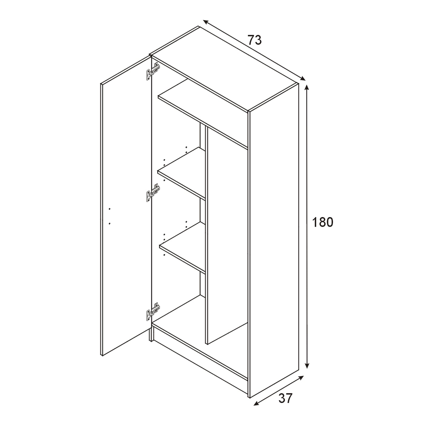 BALTIC Tall White Bathroom Storage Cabinet with 2 Doors- Slim Reversible Design