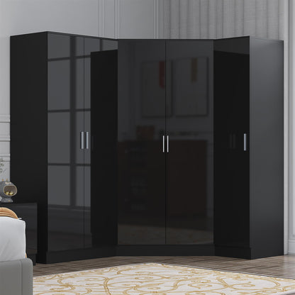 REFLECT Gloss 5 Door Wardrobe Bundle - 2 Door Corner + 2 Door + 1 Door Wardrobe