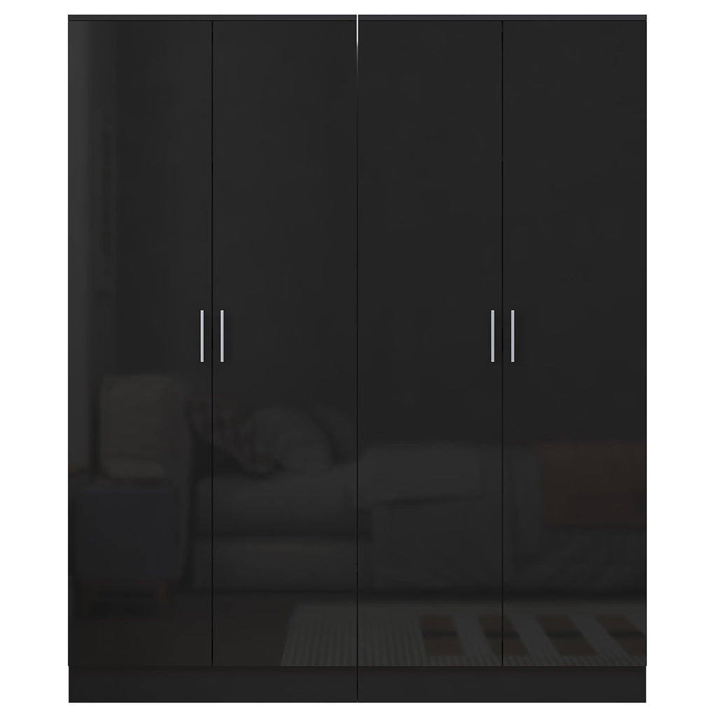 REFLECT - 2x 2 Door PLAIN Wardrobe Bundle - Gloss Black / Matt Black