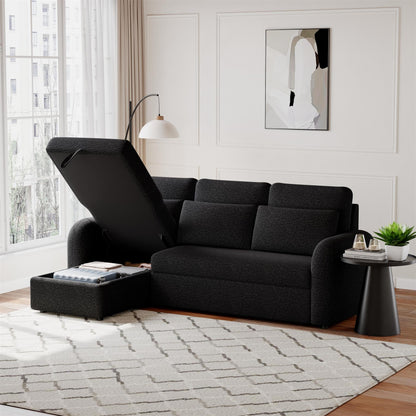 FLYN 3 Seater L Shape Boucle Pull Out Sofabed - 3 Colour Options