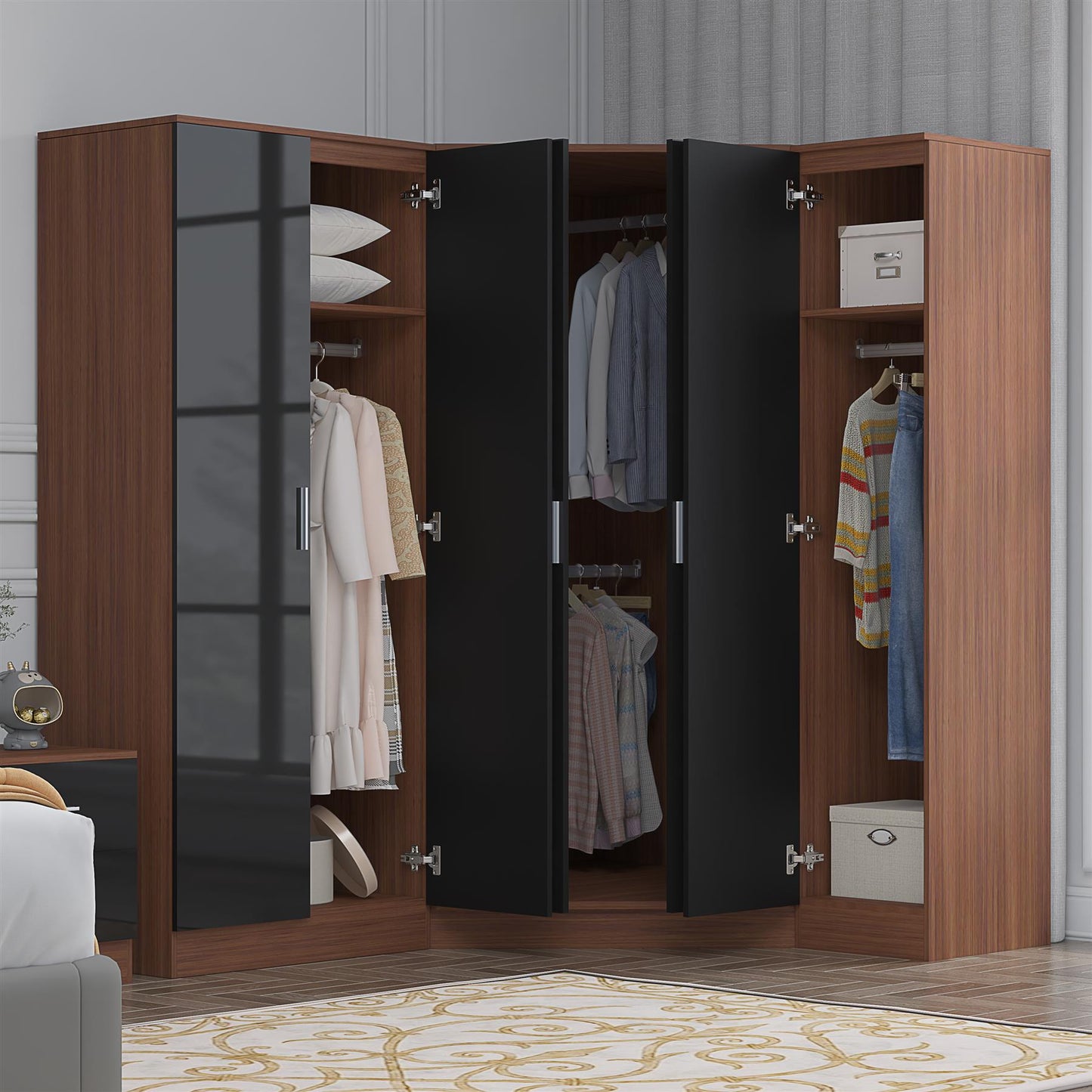 REFLECT Gloss 5 Door Wardrobe Bundle - 2 Door Corner + 2 Door + 1 Door Wardrobe