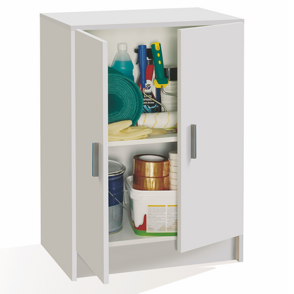 VITA Multi-Use White Cupboard Set- Freestanding & Wall Hung Storage Units for Home Organisation