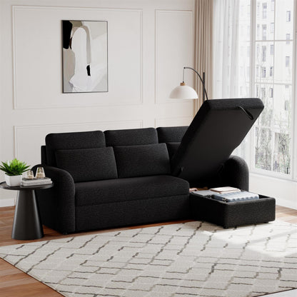 FLYN 3 Seater L Shape Boucle Pull Out Sofabed - 3 Colour Options