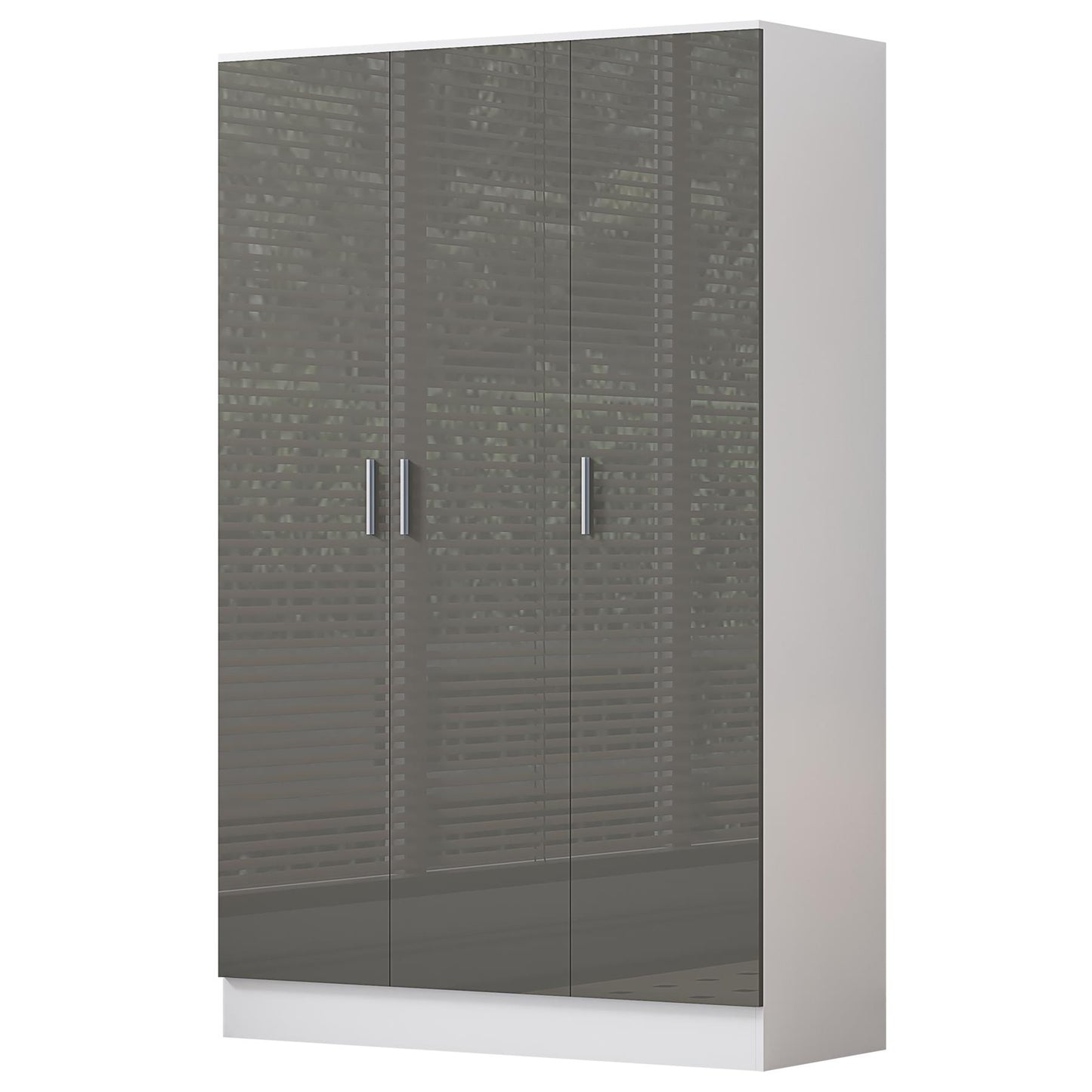Reflect 2pc Wardrobe Bundle - 2 Door Corner + 3 Door Plain - Grey Gloss & Matt White