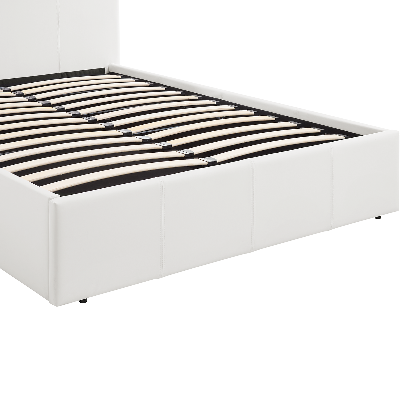 LUNA Faux Leather Gas Lift Ottoman Storage Bedframe in White with 4 Size Options