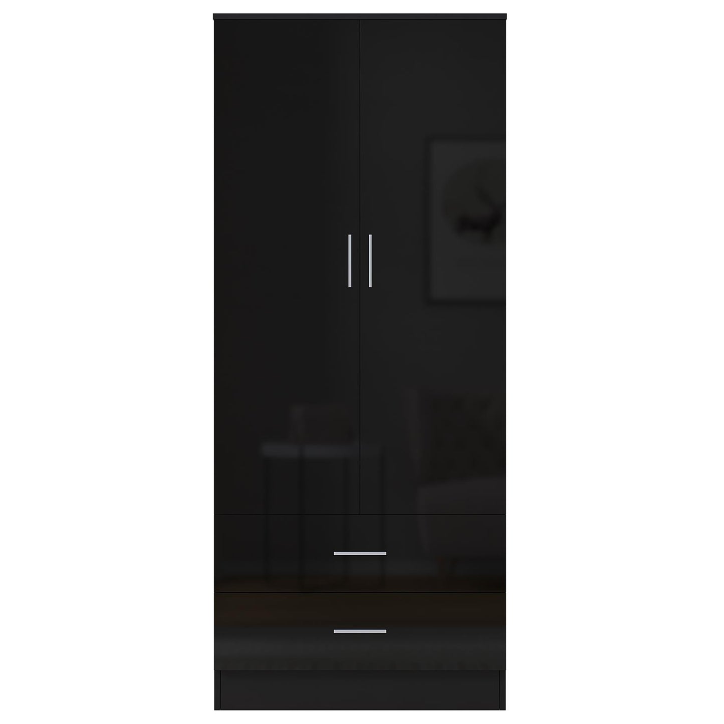 REFLECT Gloss Bedrooom 2 Door & 2 Drawer Combination Wardrobe - 4 Colour Options