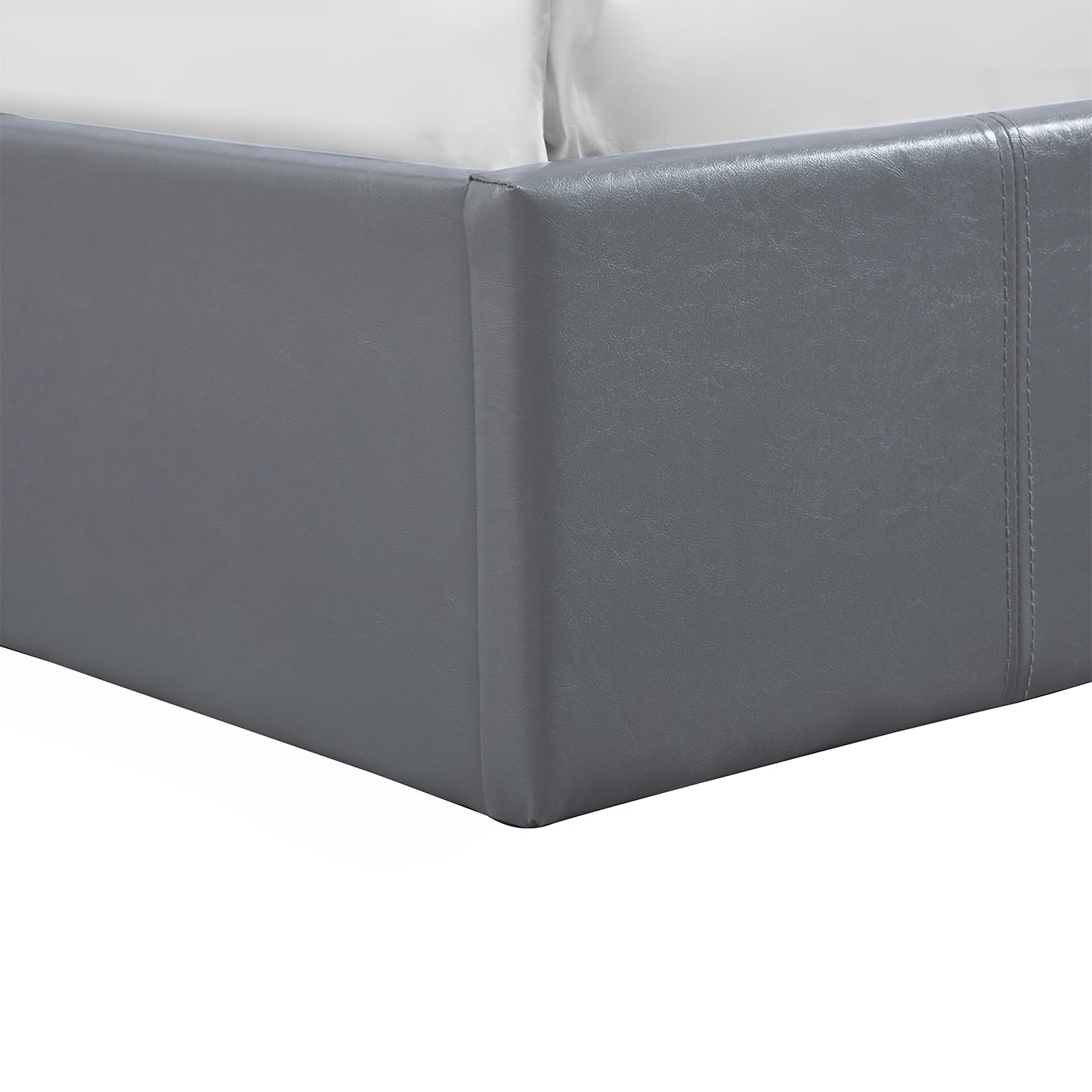 LUNA 4FT6 Double Grey Ottoman Storage Bed with Gas Lift, Faux Leather Fabric