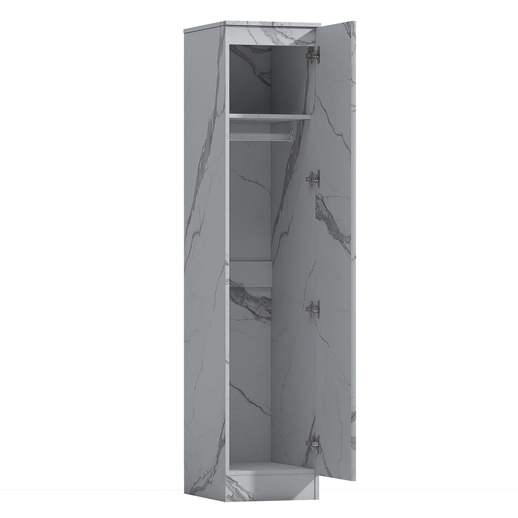 ZITA Bedroom Furniture Range Wardrobe Chest Bedside in White Marble Effect