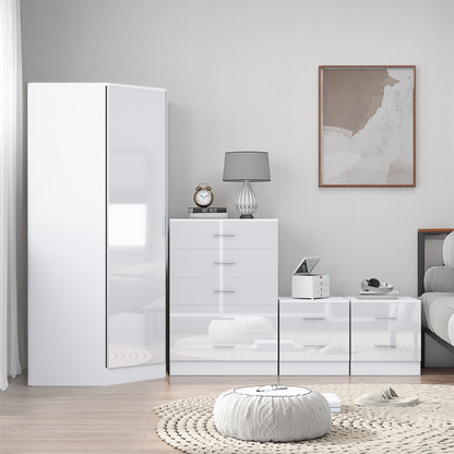 REFLECT 1dr Corner Bedroom Furniture Bundles Chest, Bedsides, Desks - 4 Colours
