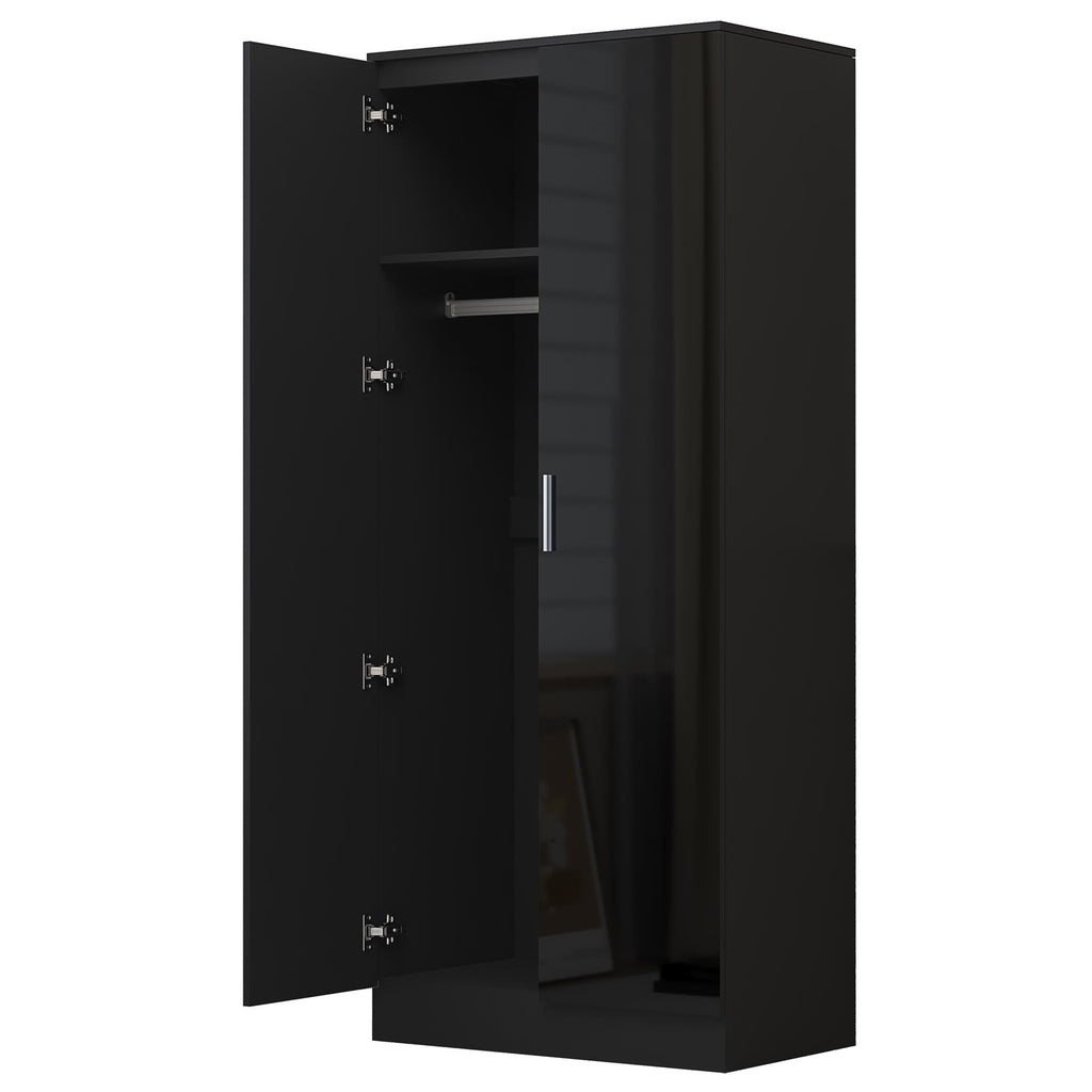 REFLECT High Gloss Bedroom Furniture Wardrobe Chest Bedside Desk Option in Black