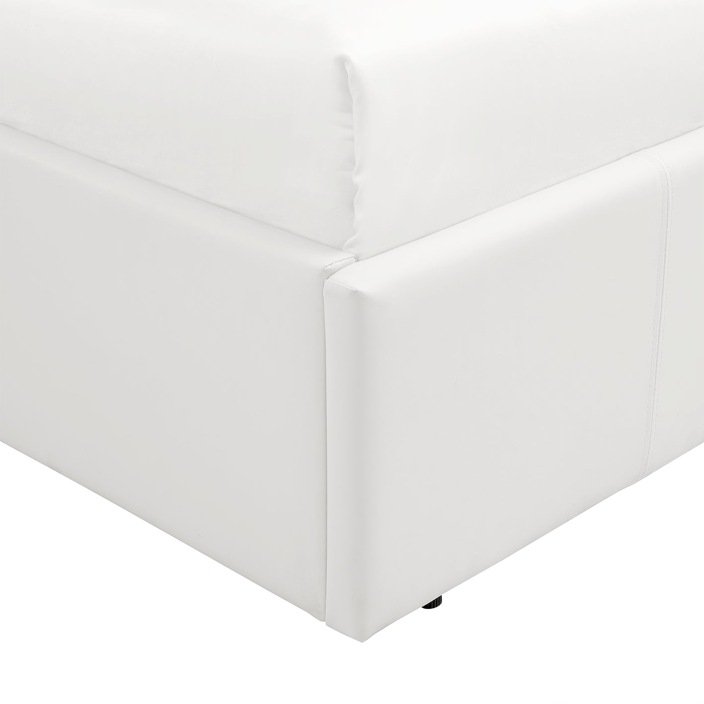 LUNA 5FT King White Ottoman Storage Bed with Gas Lift - Faux Leather Fabric & Sprung Slats Base