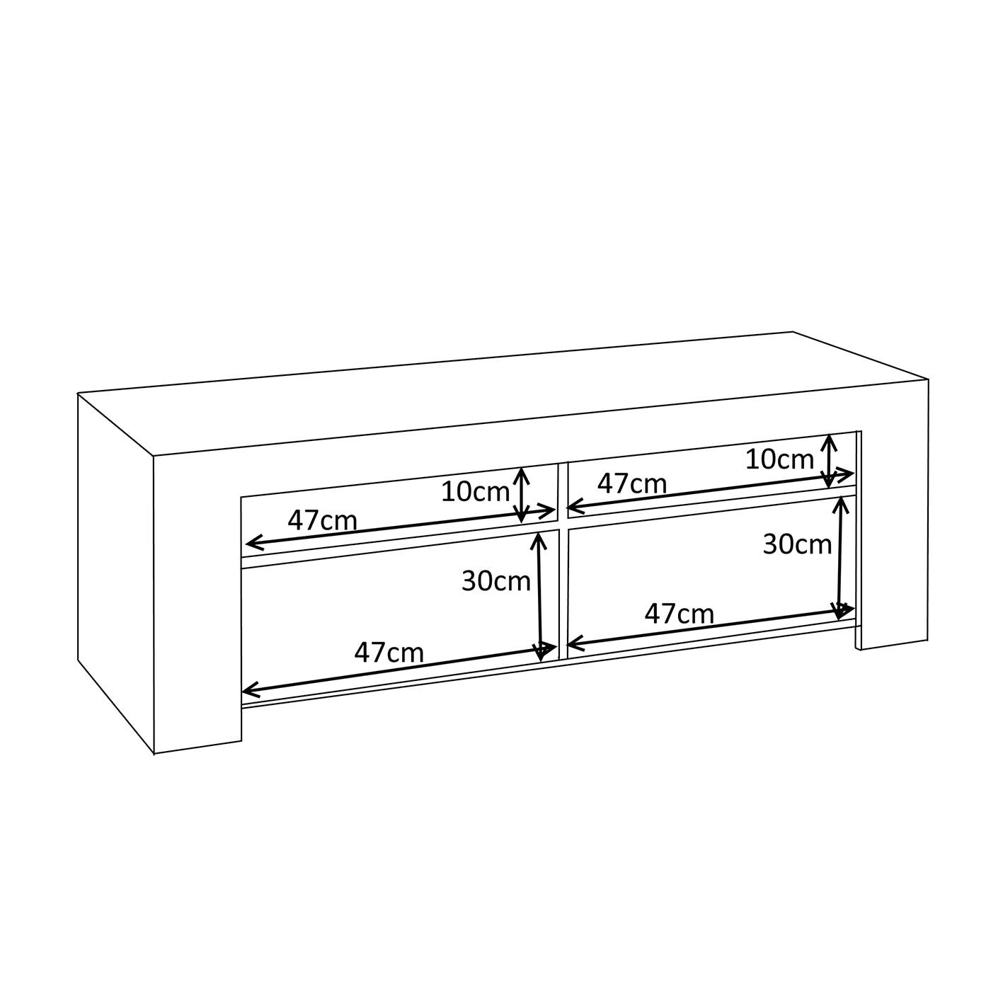AMBIT White Dual Zone Under TV Unit - Modern Media Entertainment Cabinet