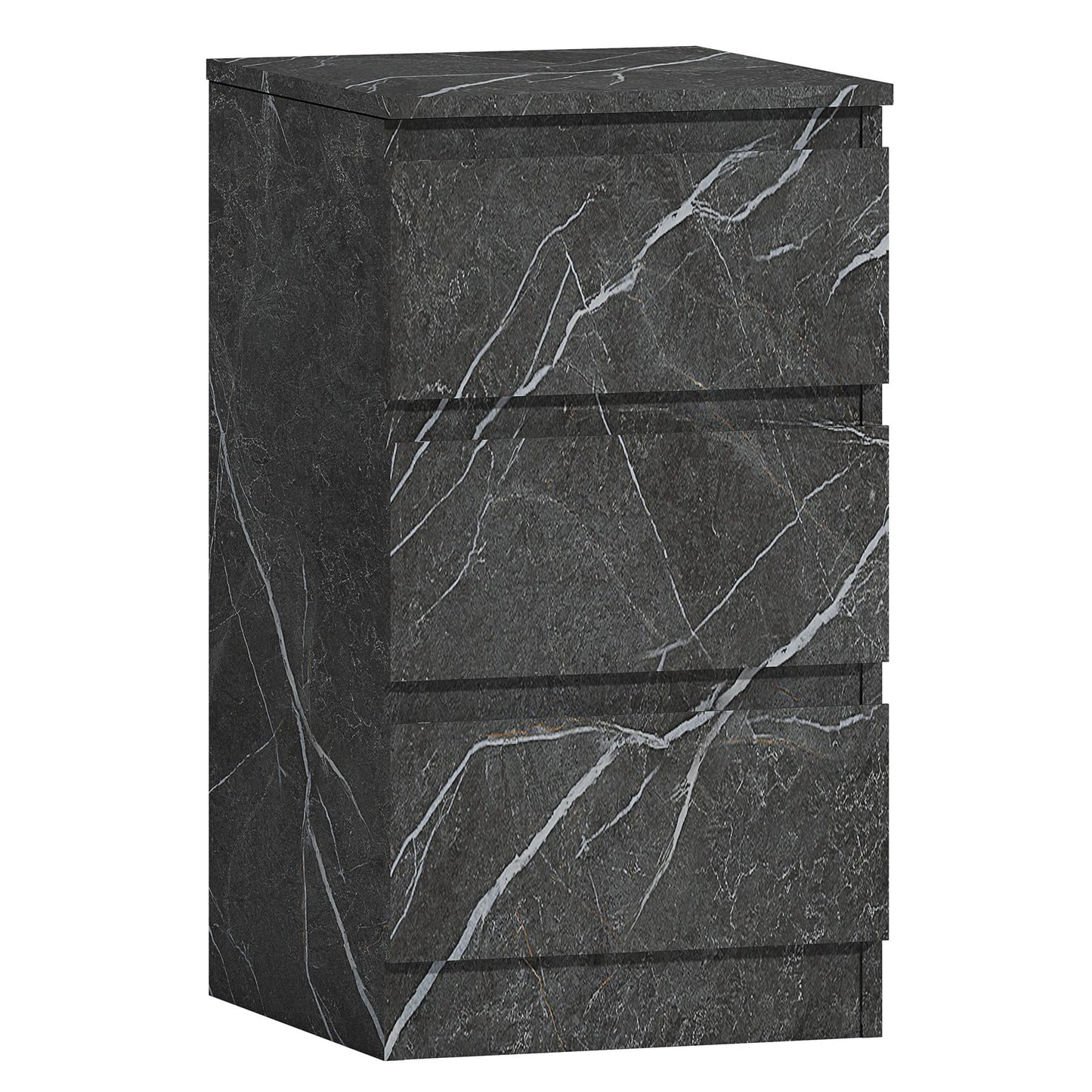 ZITA Bedroom Furniture Tall 3 Drawer Bedside in White OR Grey Marble Colour