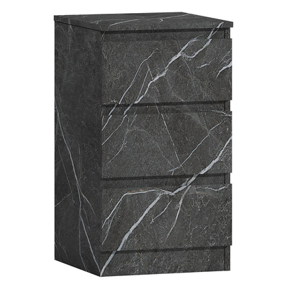 ZITA Bedroom Furniture Tall 3 Drawer Bedside in White OR Grey Marble Colour
