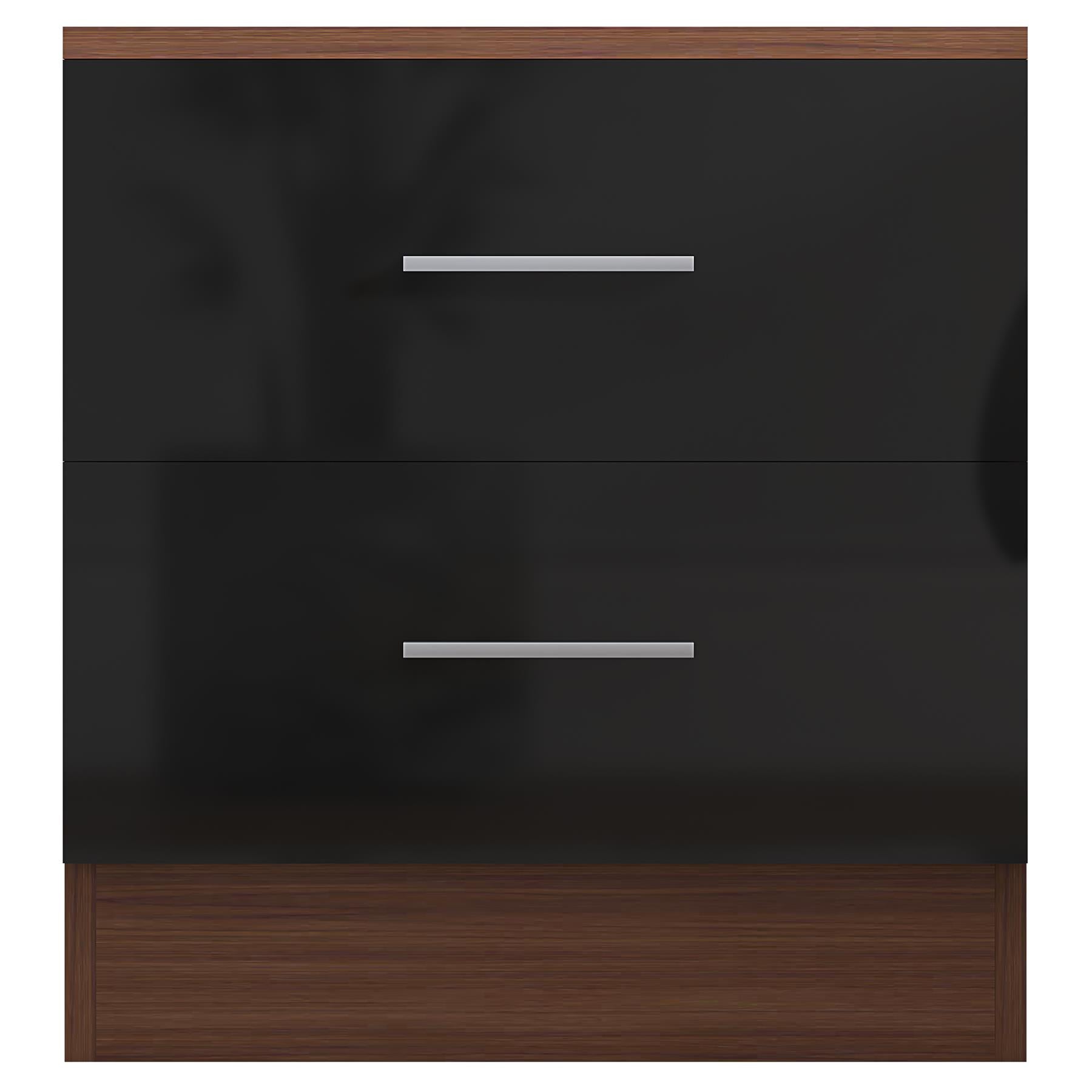 REFLECT High Gloss Bedroom Furniture Wardrobe Chest Bedside Desk - Black/Walnut