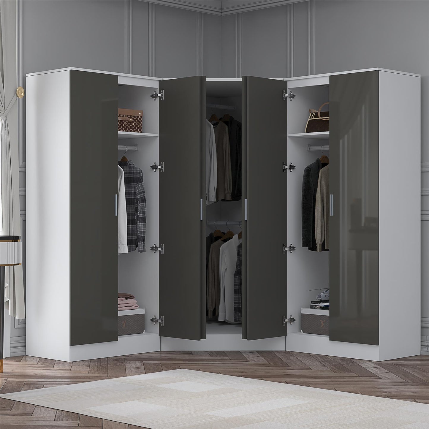 REFLECT Gloss 6 Door Wardrobe Bundle - 2 Door Corner + 2 Door + 2 Door Wardrobe