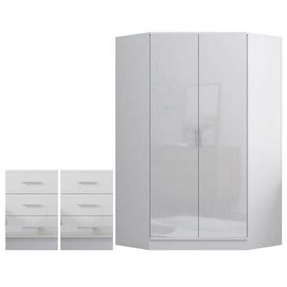 REFLECT 3pc Bedroom Set - 2 Door Corner + 2x Bedsides - 4 Colour Options