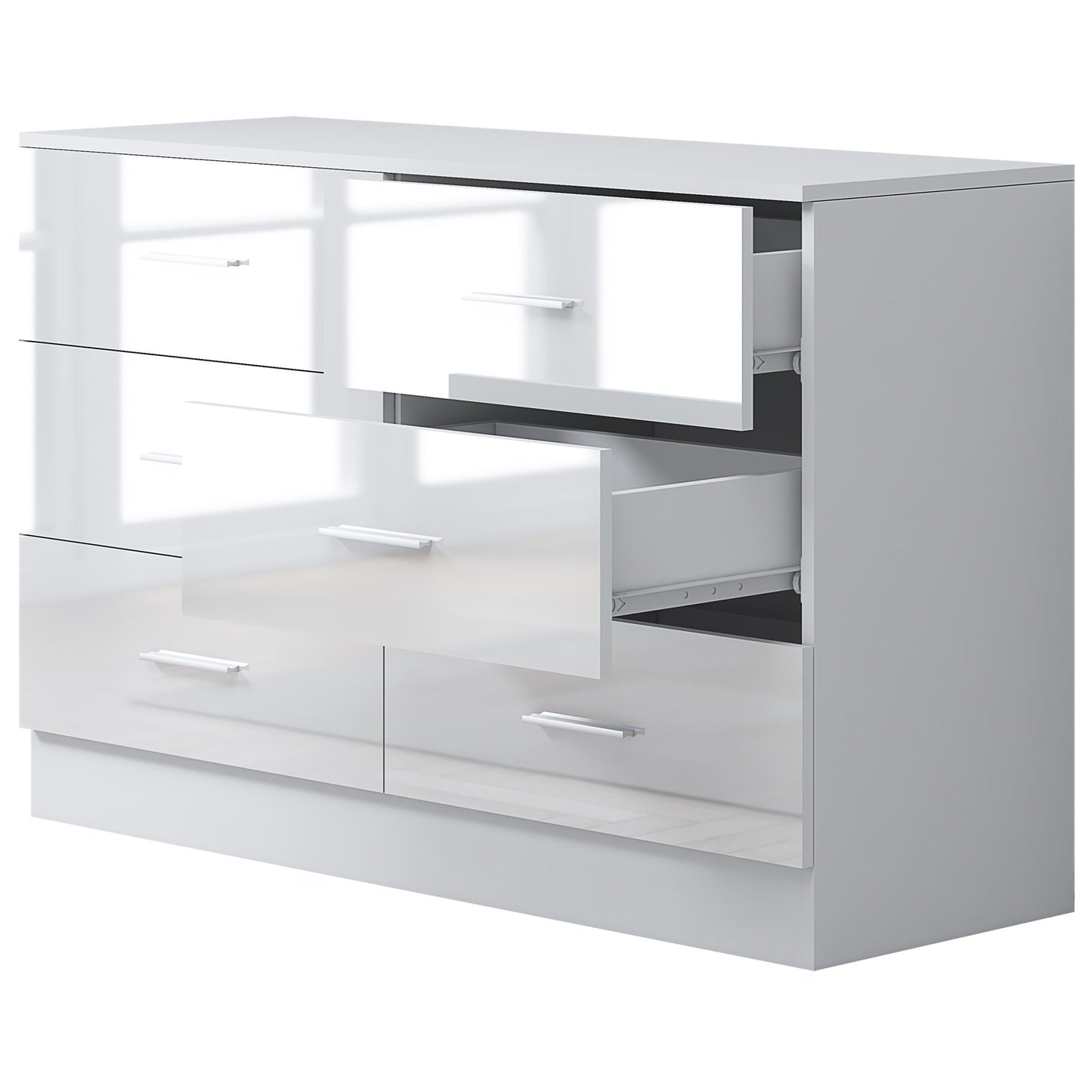 REFLECT High Gloss Bedroom Furniture Wardrobe Chest Bedside Desk Option in White
