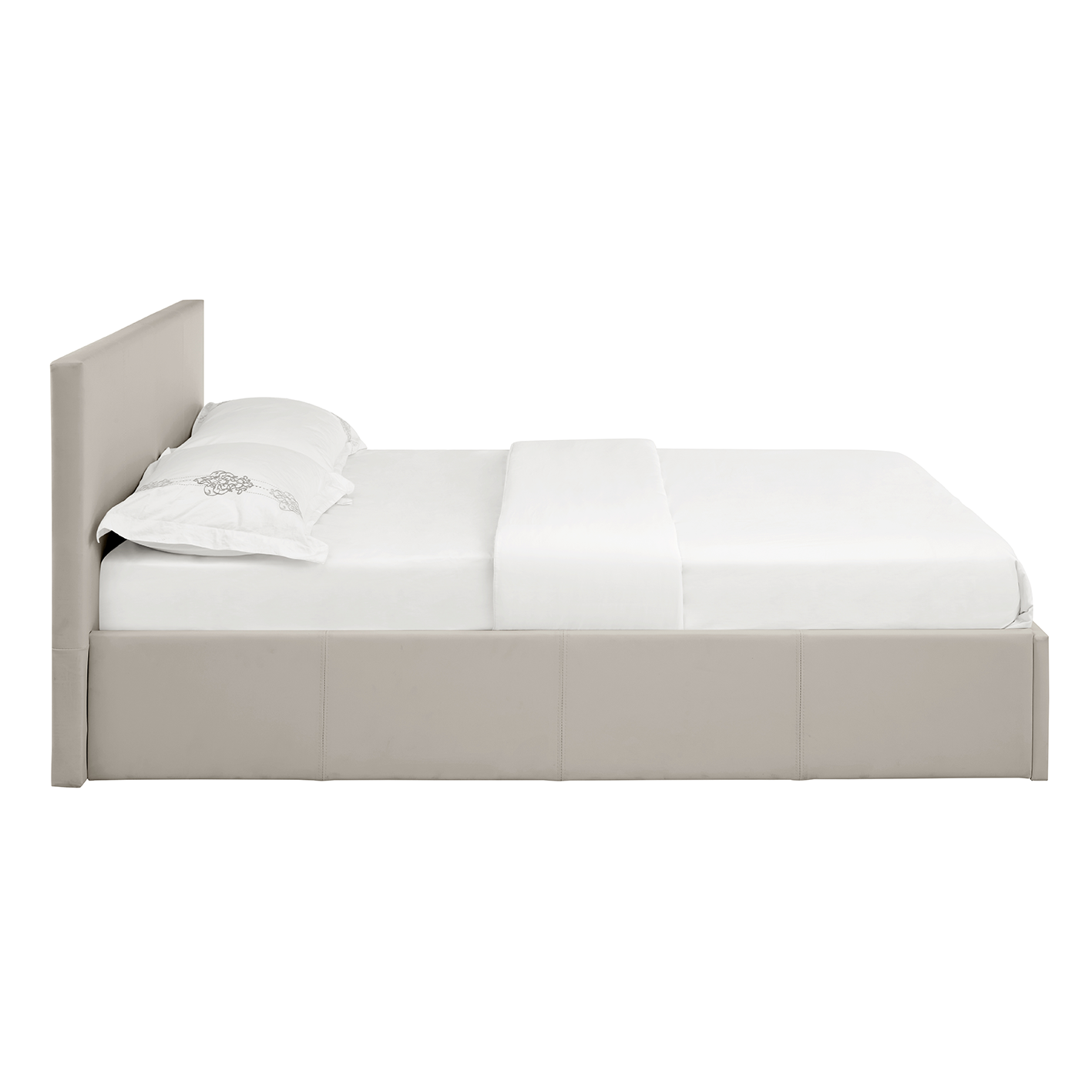 LUNA Faux Leather Ottoman Storage Bedframe in Beige 4 Size + Mattress Options