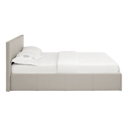 LUNA 4FT6 Double Cream Beige Ottoman Storage Bed with Gas Lift, Faux Leather Fabric