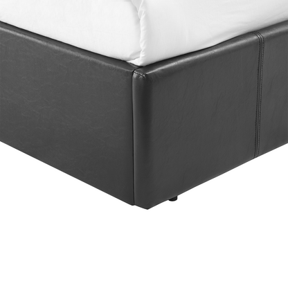 LUNA Faux Leather Ottoman Storage Bedframe in Black 4 Size + Mattress Options