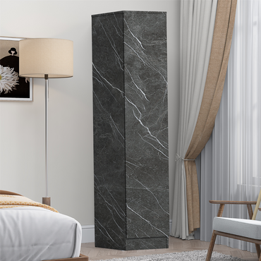 ZITA Compact 1-Door Wardrobe in Grey Marble Effect - Bedroom Storage, Stylish and Space-Saving